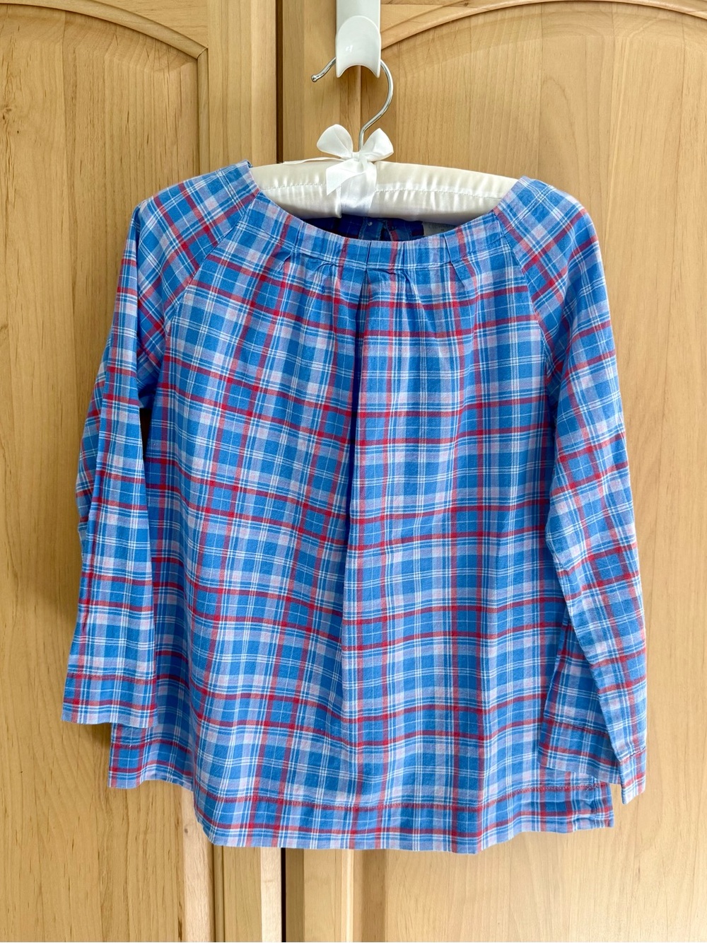 Crewcuts Blue Pink Plaid Pleated Style Top Sz10